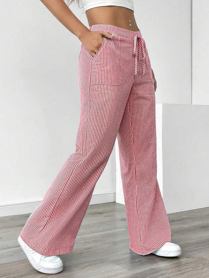 Damen nan weite Baumwoll-Loungehose mit Tunnelzug und Seitentaschen Echo Archiv
