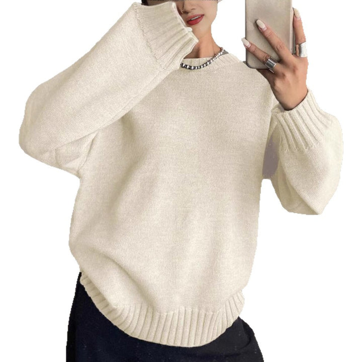 Damen Kaschmir-Optik Oversize-Pullover mit Rundhalsausschnitt und verlängerten Rippbündchen – Mavelle