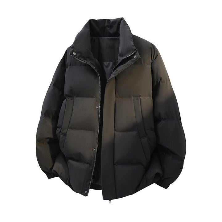 Herren Kurz geschnittener Oversize-Puffer mit Stehkragen, Druckknopfblende und verdecktem Reißverschluss Echoarchiv