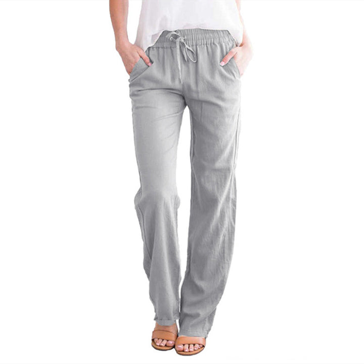 Damen nan leichte Leinenhose mit elastischem Bund und weitem Bein Echo Archiv