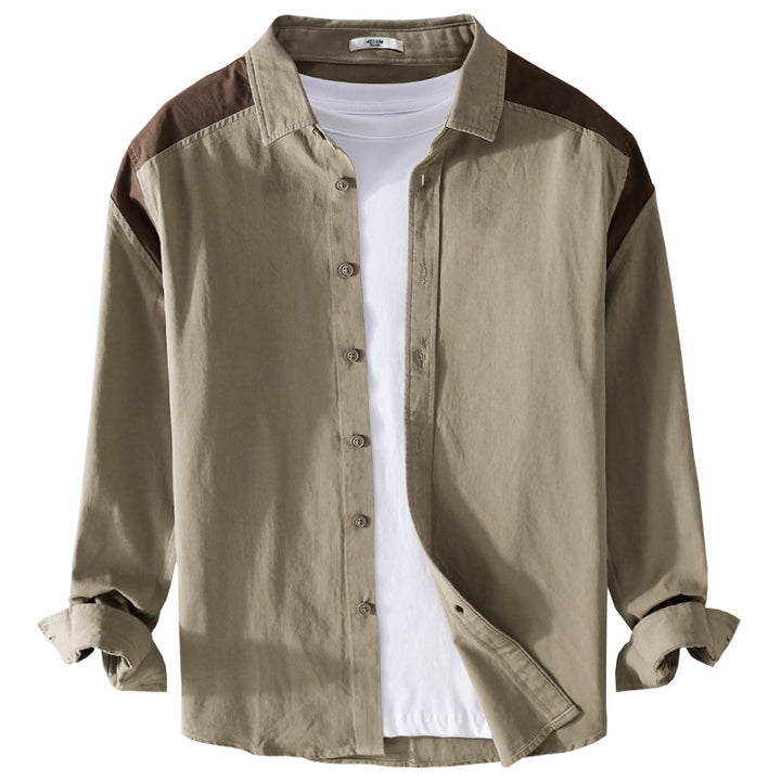 Herren Overshirt mit Kontrastpasse und lockerem Schnitt aus Baumwollmix Echoarchiv