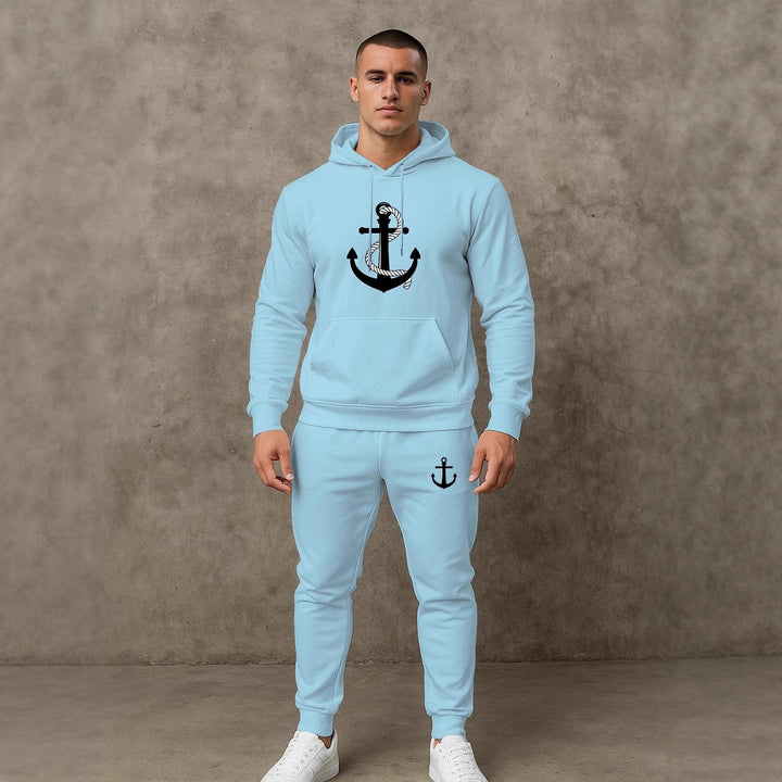 Herren Hoodie- und Jogginghose-Set mit maritimem Ankerdesign Echoarchiv