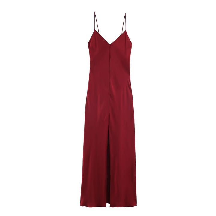 Damen elegantes Maxikleid mit schickem V-Ausschnitt und seitlichem Schlitz Echo Archiv