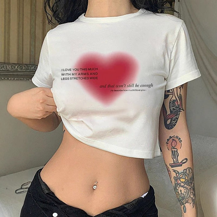 Damen Crop-T-Shirt mit fröhlichem Kirschmotiv Echo Archiv