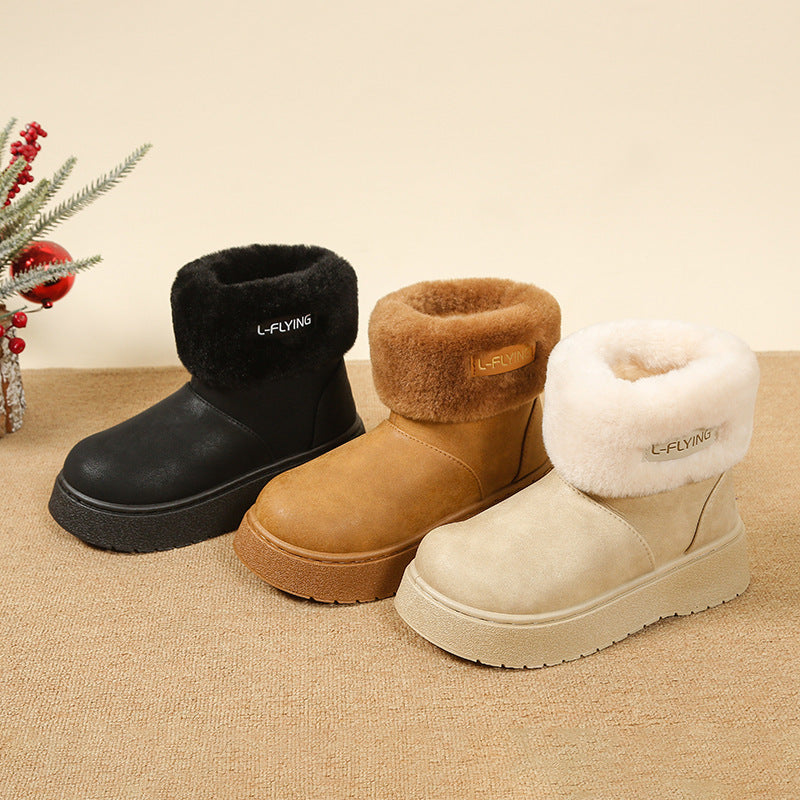 Damen Kuschelige Plateau‑Stiefeletten mit faux‑Fellkragen und rutschfester Gummisohle – Varelle
