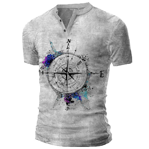 Herren T-Shirt mit kreativem Kompassdesign und innovativer Waschung Echoarchiv