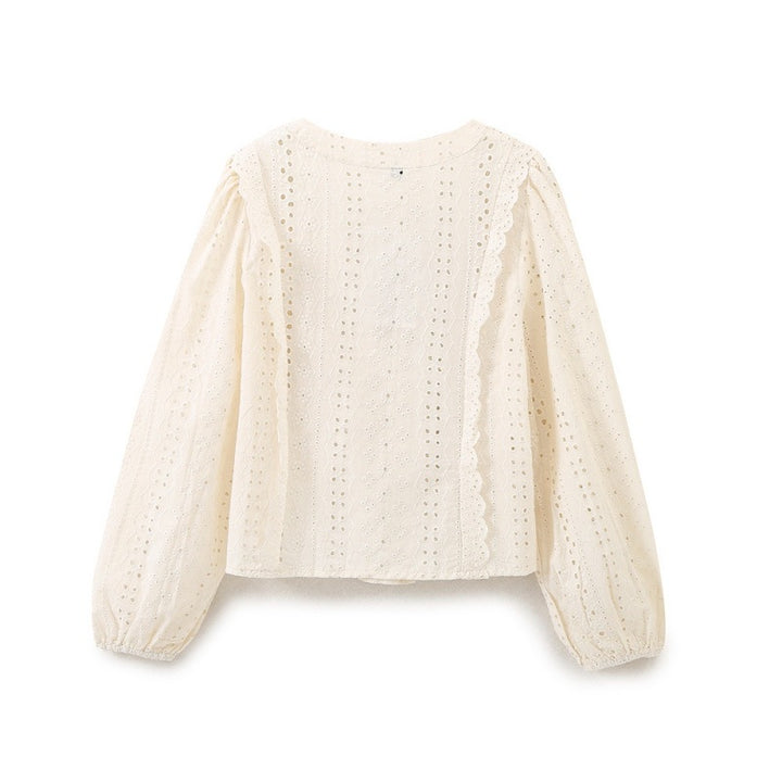 Damen Broderie Anglaise Baumwollbluse mit Rüschenbesatz und Ballonärmeln Echo Archiv