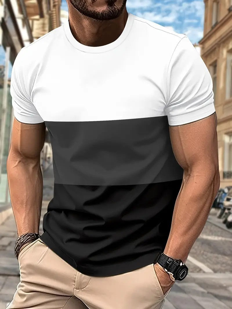 Herren T-Shirt mit modernem Farbblock-Design und Rundhalsausschnitt Echoarchiv