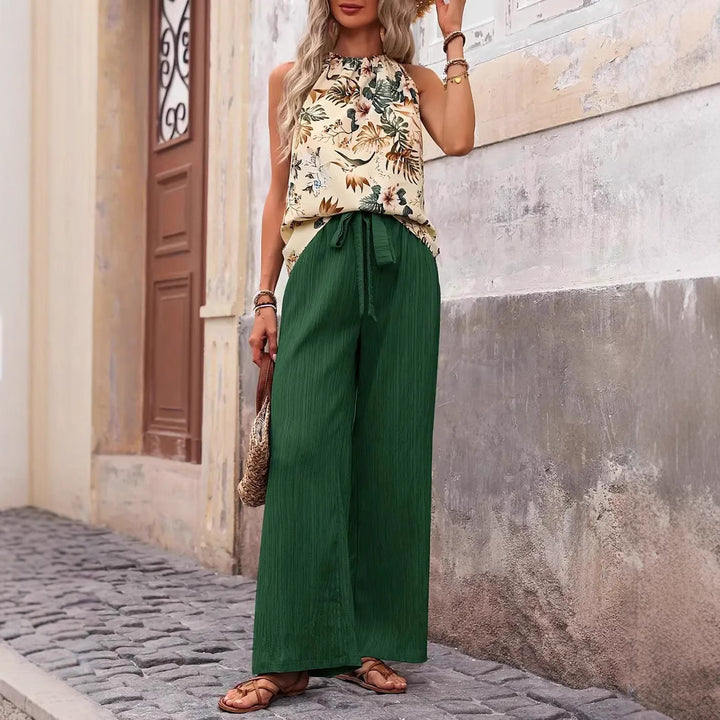 Damen weite Leinenhose mit Kordelzug und Faltenoptik Echo Archiv