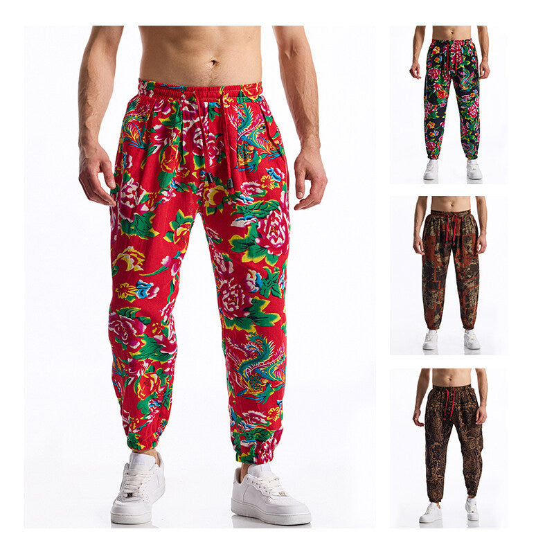 Herren Freizeithosen mit floralem Design Echoarchiv