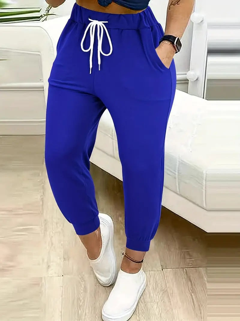 Damen Lässige Jogginghose mit Kordelzug, elastischem Komfortbund und schmalem Bündchen Echoarchiv