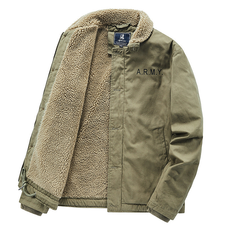 Herren nan gefütterte Fieldjacke mit Teddyfutter, verdeckter Zweiwege-Reißverschluss und Kordelzug Saum Echo Archiv