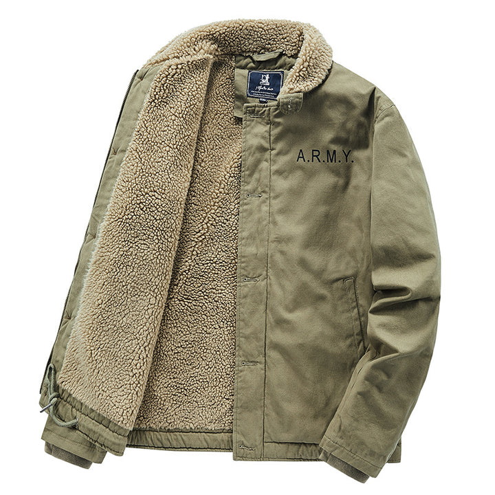 Herren nan gefütterte Fieldjacke mit Teddyfutter, verdeckter Zweiwege-Reißverschluss und Kordelzug Saum Echo Archiv