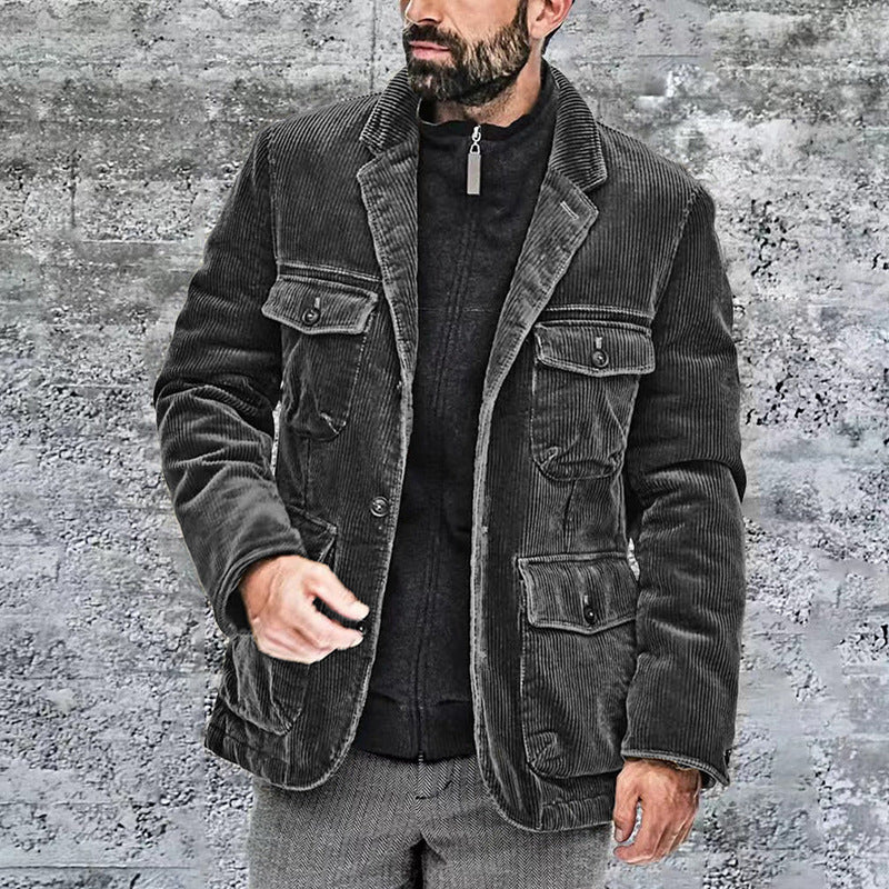 Herren Komfortable Utility-Jacke aus Cordmaterial Echoarchiv