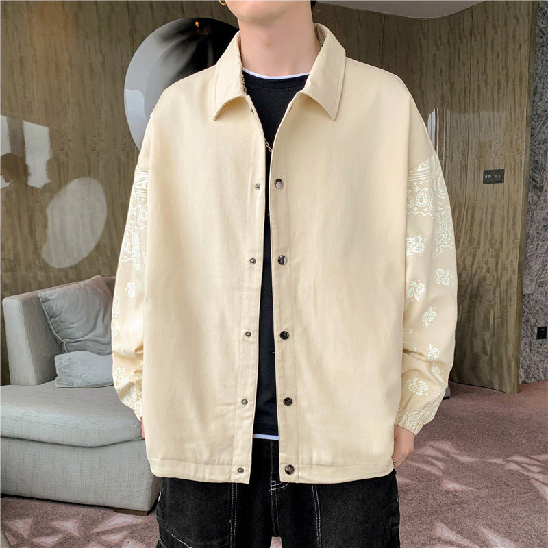 Herren Leichte Coachjacke mit Bandana-Print-Ärmeln und Druckknopffront Echoarchiv