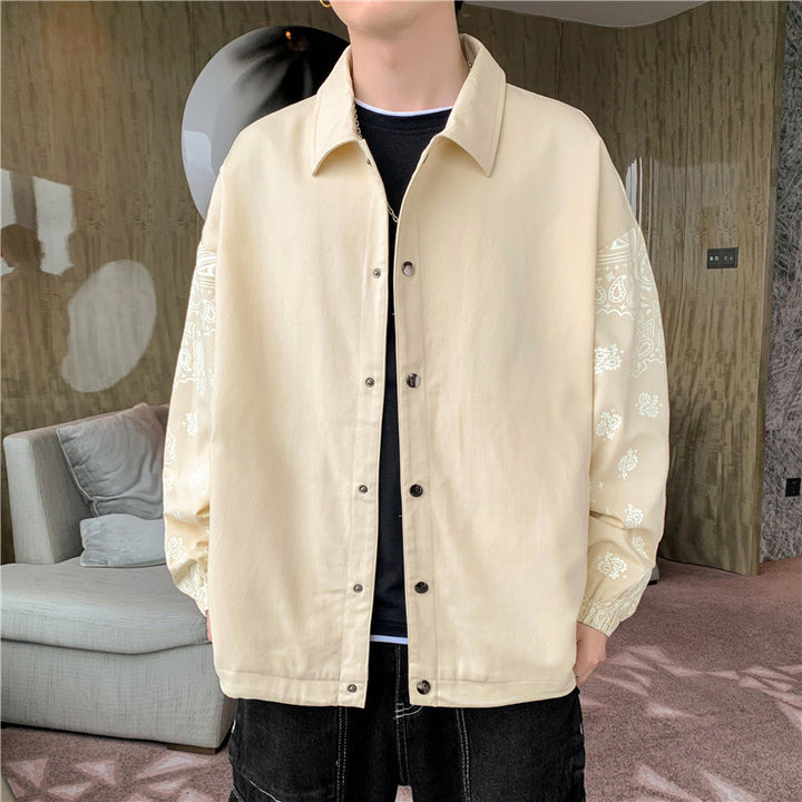 Herren Leichte Coachjacke mit Bandana-Print-Ärmeln und Druckknopffront Echoarchiv