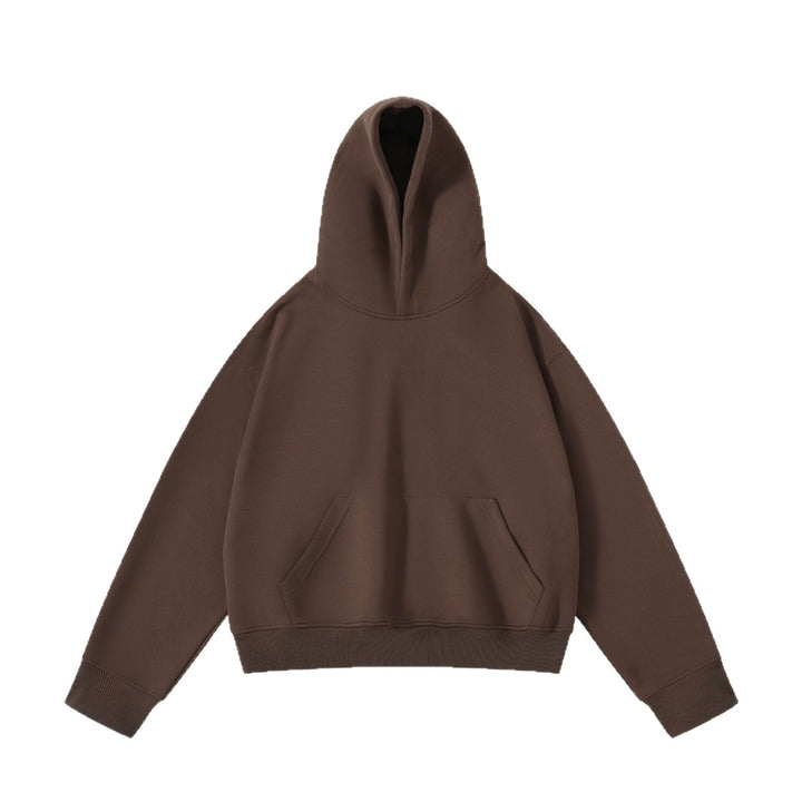 Unisex schwerer Oversize-Kapuzenpullover mit doppellagiger Kapuze Kängurutasche und breitem Rippbund Echo Archiv