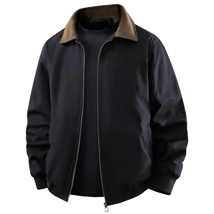 Herren klassische Übergangsjacke mit kontrastierendem Kragen und funktionalen Taschen Echoarchiv