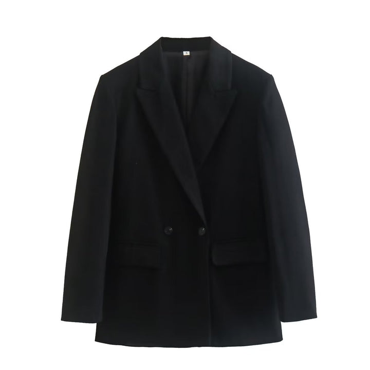 Damen nan taillierter Doppelreiher-Blazer mit spitzem Revers, Pattentaschen und leichtem Innenfutter Echo Archiv