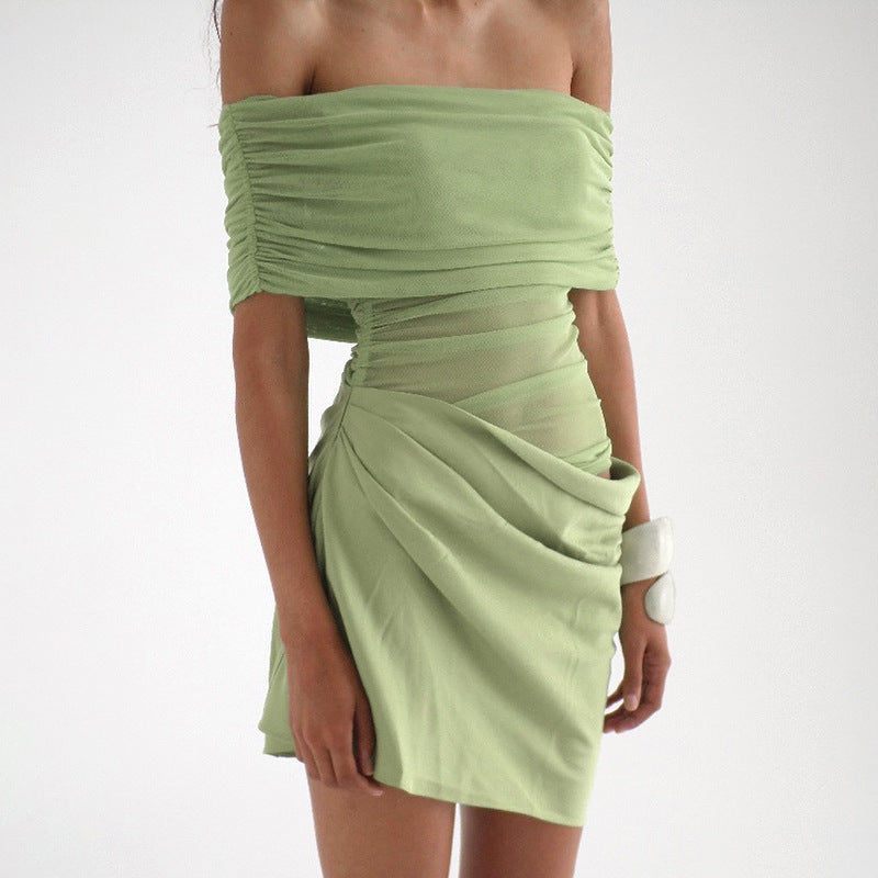 Damen Off-Shoulder Mini-Kleid mit Rüschendetails und figurbetonter Silhouette Echo Archiv