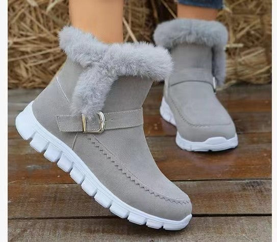 Damen  gefütterte Stiefelette mit Kunstfellkragen, rutschfester Leichtsohle und seitlichem Reißverschluss Echo Archiv