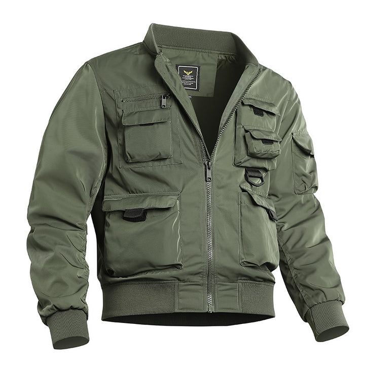 Herren Taktische Bomberjacke im Field‑Look mit modularen Außenfächern und elastischem Saum Echo Archiv