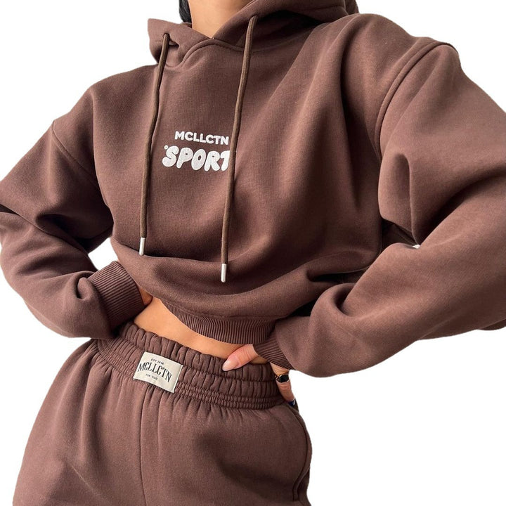 Damen Cropped Kapuzenpullover und High‑Waist Jogginghose Lounge‑Set aus Baumwollfleece Echoarchiv