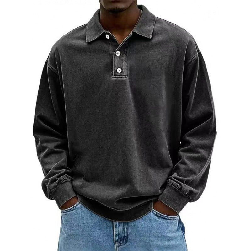 Herren Oversize Langarm Polo aus Baumwollmix – Cavello