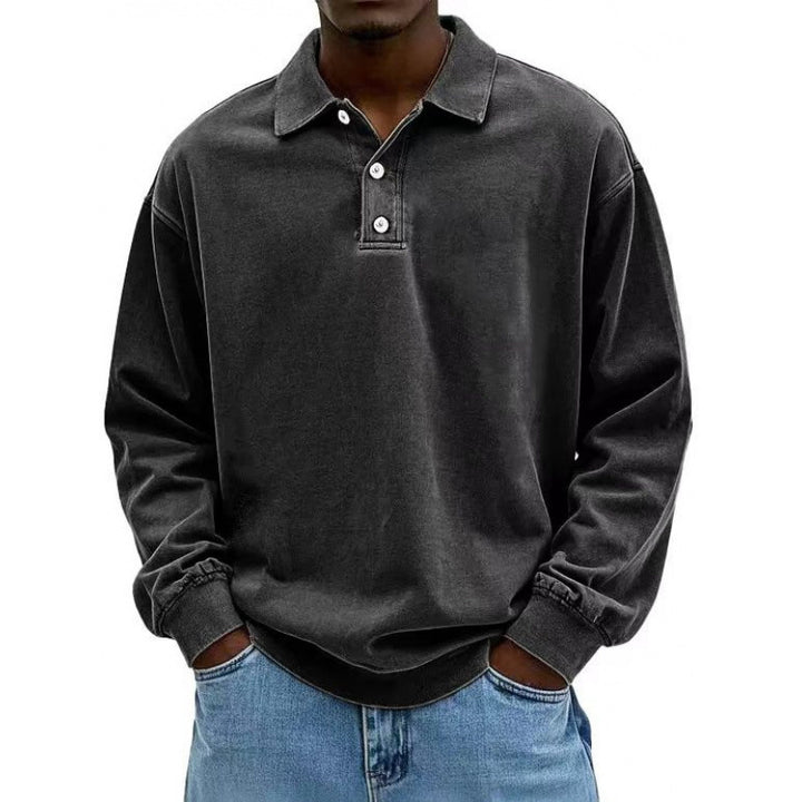 Herren Oversize Langarm Polo aus Baumwollmix – Cavello