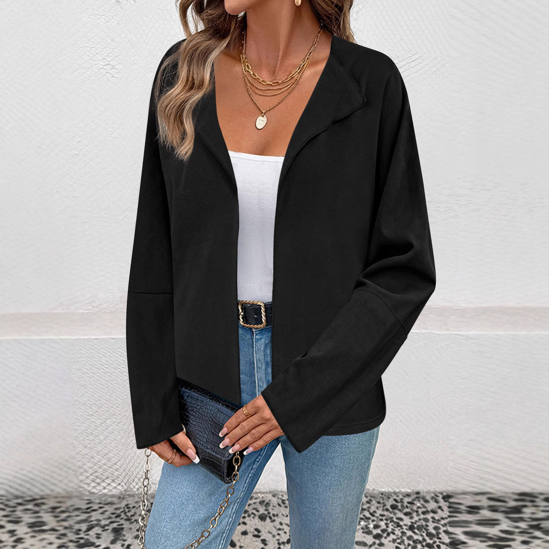 Damen Leichter Offener Blazer mit fallendem Revers und weiten Ärmeln Echoarchiv
