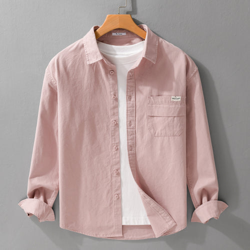 Herren Leichtes Baumwoll-Overshirt mit Kentkragen, Brusttasche und Relaxed-Fit Echoarchiv