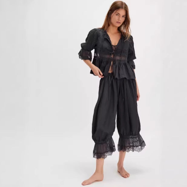 Damen Luftige und elegante Culotte mit Spitzenverzierung Echo Archiv