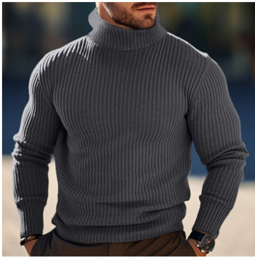 Herren nan gerippter Rollkragenpullover schmal geschnitten aus Feinstrick mit Stretch und thermoregulierender Wollmischung Echo Archiv