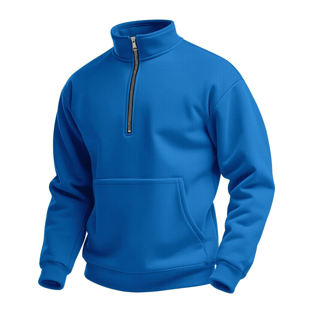 Unisex nan komfortabler Halbzip Pullover mit Kängurutasche und Stehkragen aus Strukturfleece Echo Archiv
