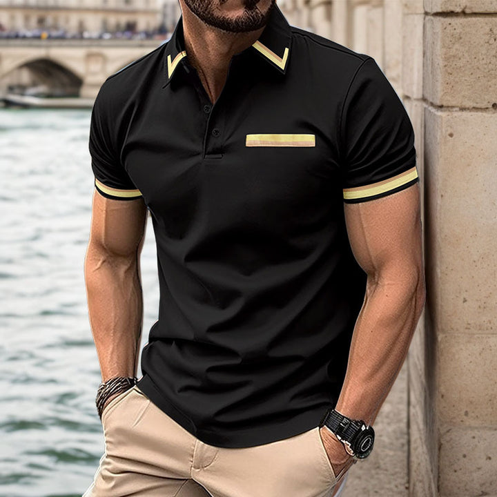 Herren Polohemd mit kontrastierenden Akzenten und Stickdetails Echoarchiv