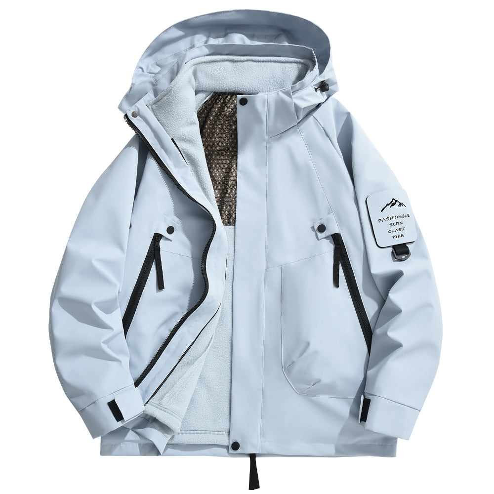 Herren wetterfeste Outdoorjacke mit isolierendem Fleece-Innenfutter und verstellbarem Kapuzenschutz Echoarchiv
