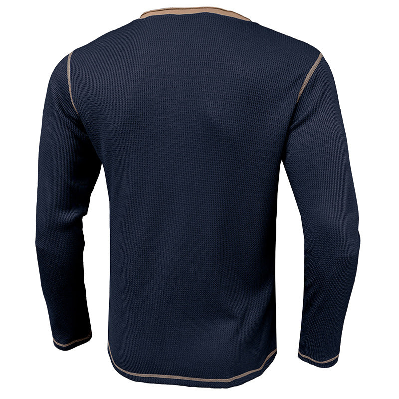 Herren Langarm-Henley-Shirt mit modernem Design Echoarchiv