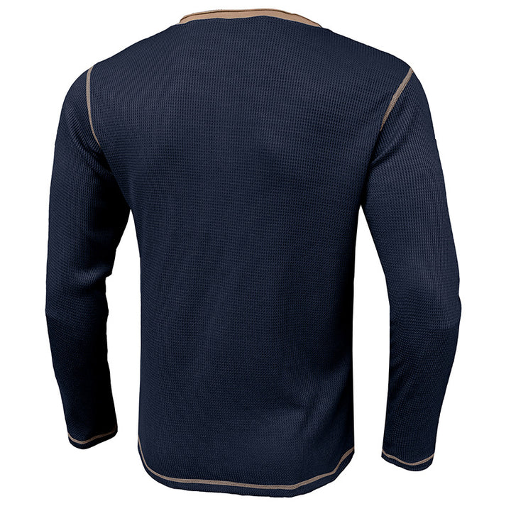 Herren Langarm-Henley-Shirt mit modernem Design Echoarchiv