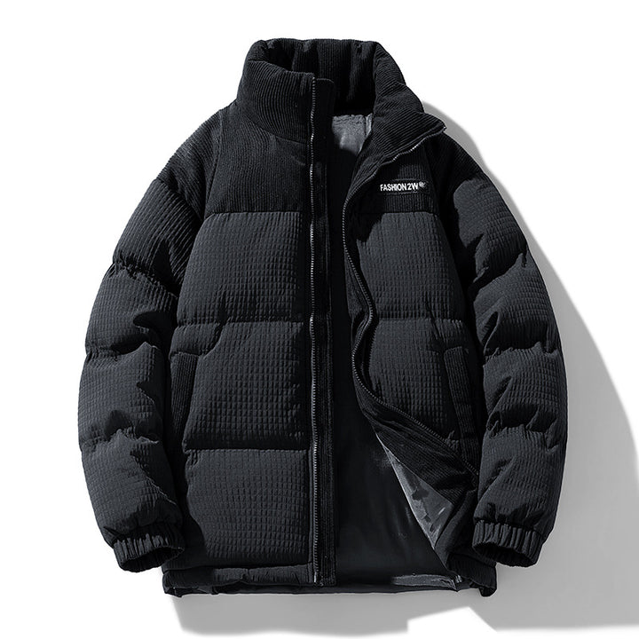 Herren Wattierte Cordoptik Steppjacke mit hohem Stehkragen und Thermofutter Echoarchiv