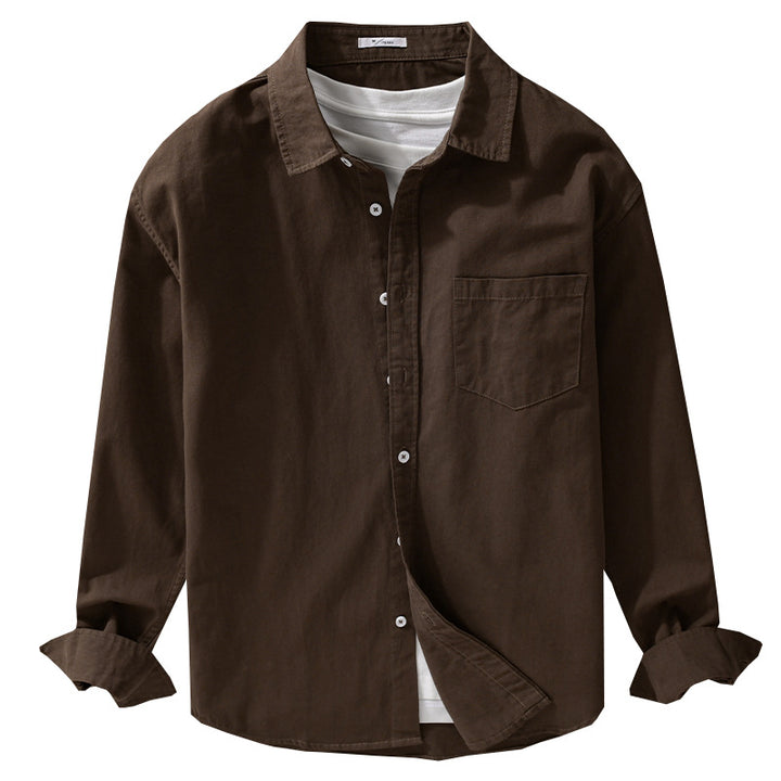 Herren Lässiges Layering-Hemd im Overshirt-Stil mit weichem Baumwollgriff und Brusttasche Echoarchiv