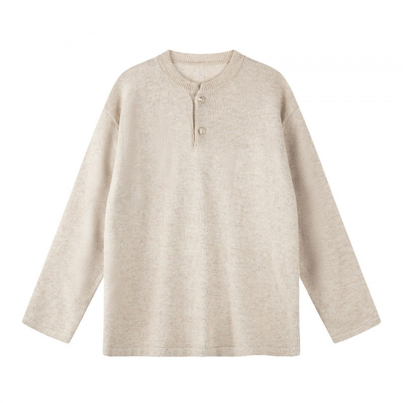 Unisex Oversize-Strickpullover mit Henley-Knopfleiste, geradem Saum und leichter Struktur Echo Archiv