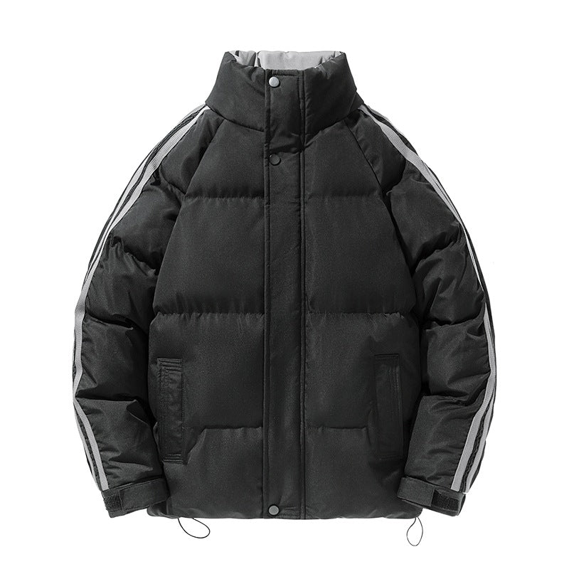Männermode Sportliche gesteppte Winterjacke mit hohem Stehkragen, Ärmelnstreifen und verstellbarem Saum – Marzano