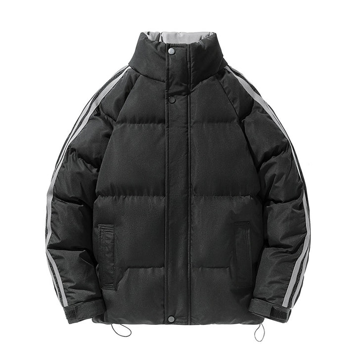 Männermode Sportliche gesteppte Winterjacke mit hohem Stehkragen, Ärmelnstreifen und verstellbarem Saum – Marzano