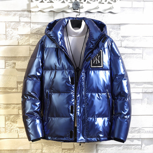 Herren Wattierte Metallic-Steppjacke mit Kapuze und windabweisender Front Echo Archiv
