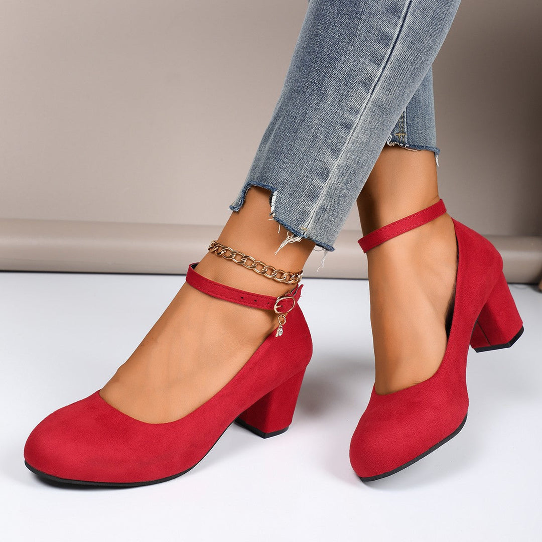 Damen Blockabsatz-Pumps mit verstellbarem Riemen und elegantem Stil Echoarchiv