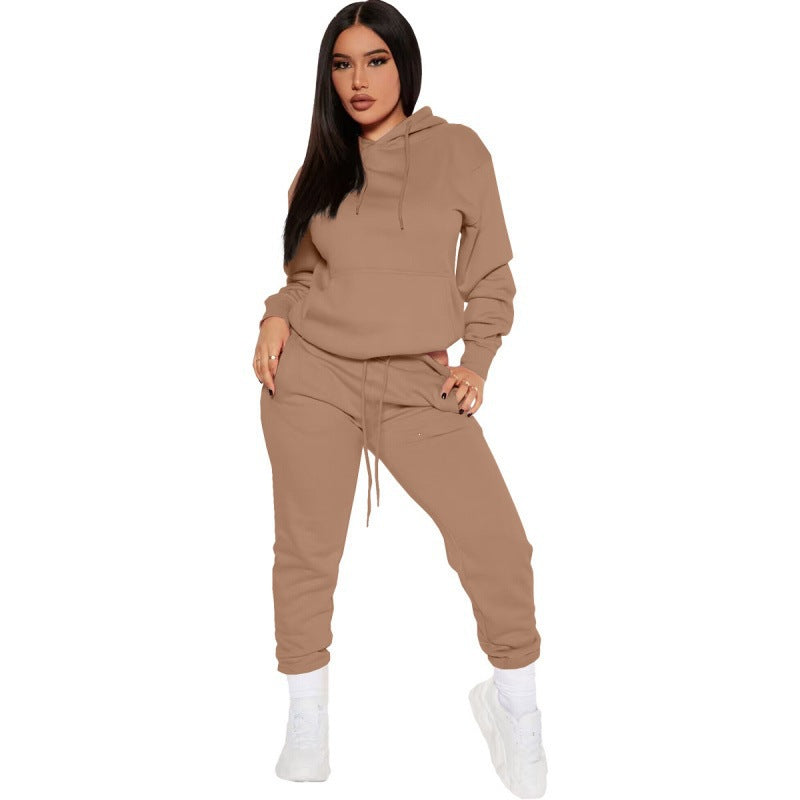 Damen zweiteiliges Lounge-Set mit Kapuzenpullover und High-Waist Jogginghose aus weichem French Terry – Avérine