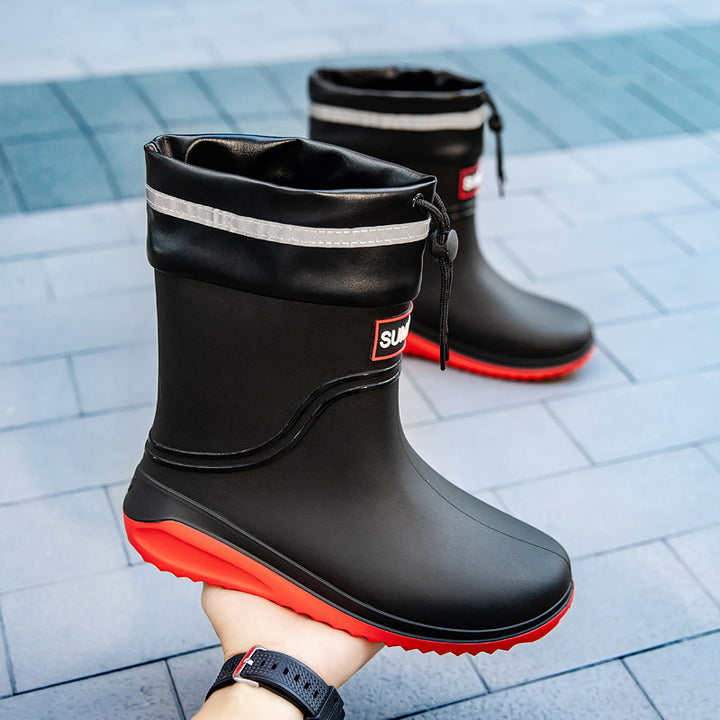 Damen Kurzschaftige Regenstiefeletten mit verstellbarem Zugband und reflektierendem Saum Echoarhiv – Lioré
