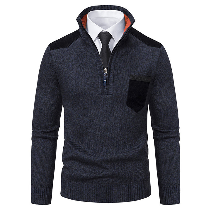 Herren modischer Pullover mit Stehkragen und praktischem Reißverschluss Echoarchiv