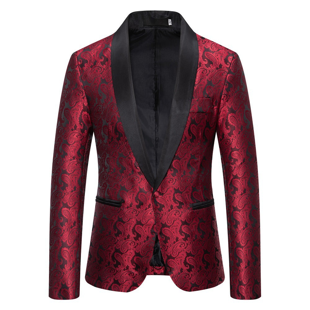Herren eleganter Smoking-Blazer mit floralem Jacquard-Muster Echoarchiv