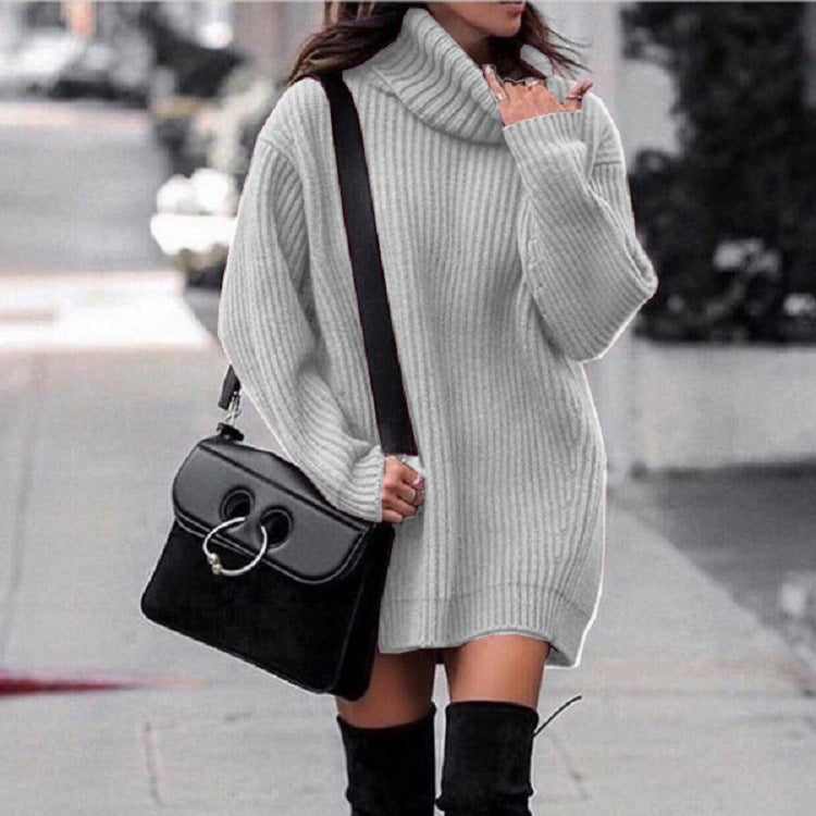 Damen Oversize-Longpullover mit Rollkragen, geripptem Feinstrick und figurumspielender Tunika-Länge Echo Archiv